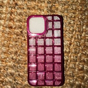 Pink Glitter Grid Phone Case - Protective Sparkle Cover
Fits iPhone 16 Pro Max